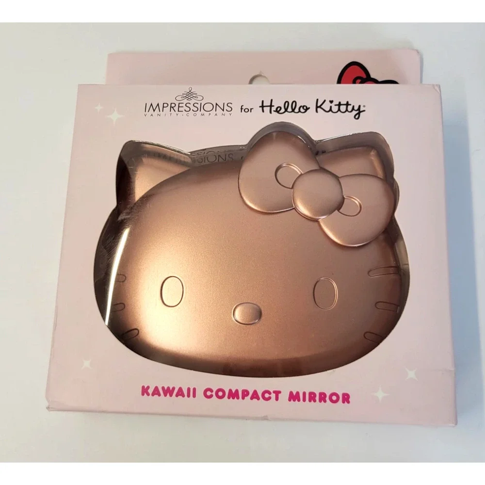 Impressions Vanity Hello Kitty Kawaii Compact Mirror Rose Gold Pink 2X LED